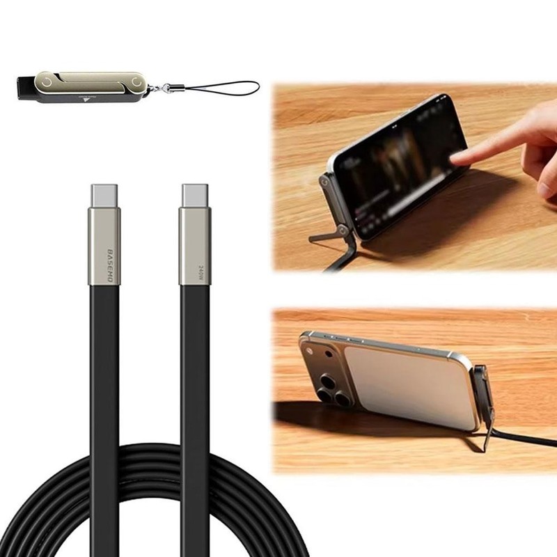240W Super Fast Charging 2in1 Charging Cable 360° Rotating Invisible Stand Kit gallery