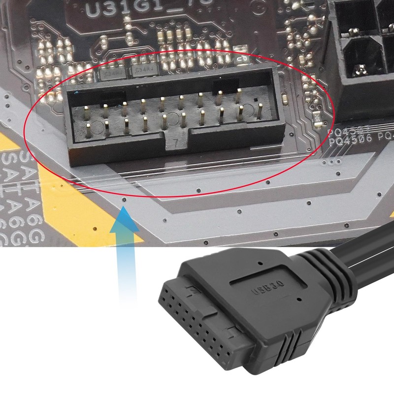 Motherboard USB 3.0 19/20 Pin Header Extension Cable Internal M/F Cord 30cm gallery