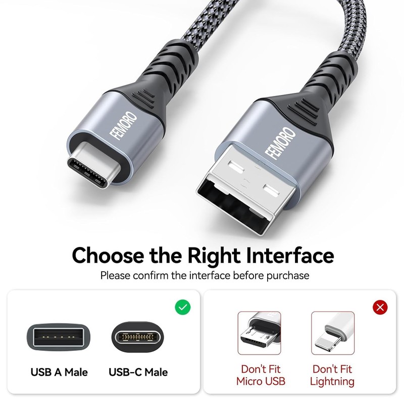 USB C Cable 15 ft 2-Pack, 18W Fast Charging 480Mbps Data Transfer Extra Long ... gallery