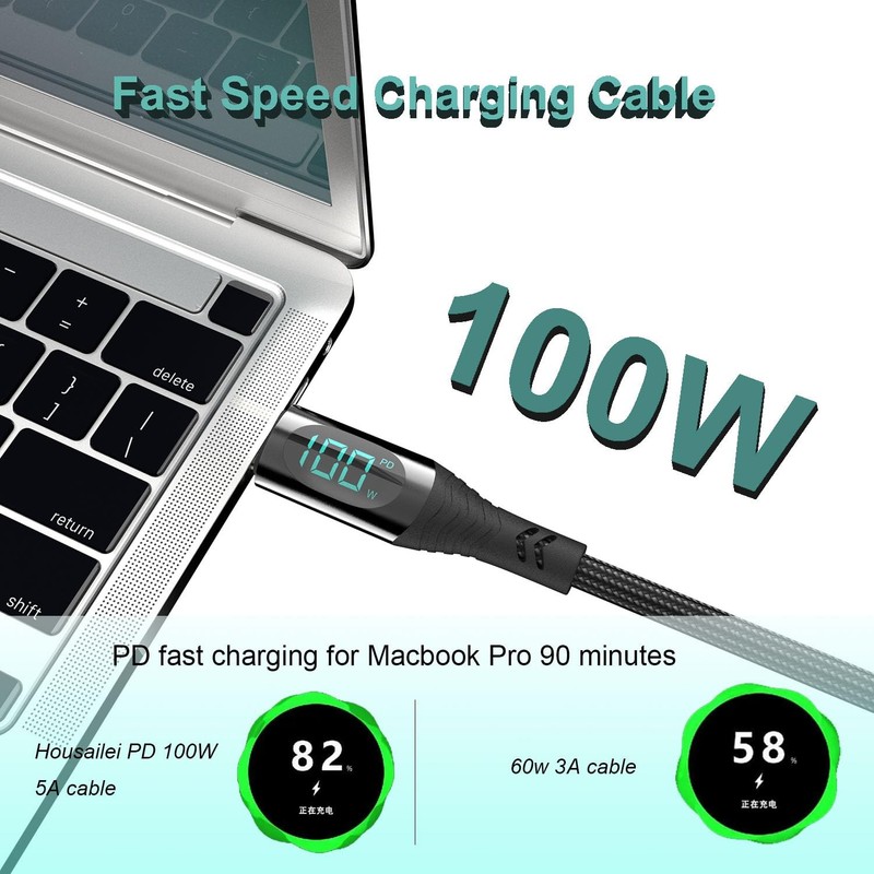 100W/5A 2 Pack 4&6.6 Feet Braided USB to Cable Super Fast Charge -Cord PD Cha... gallery
