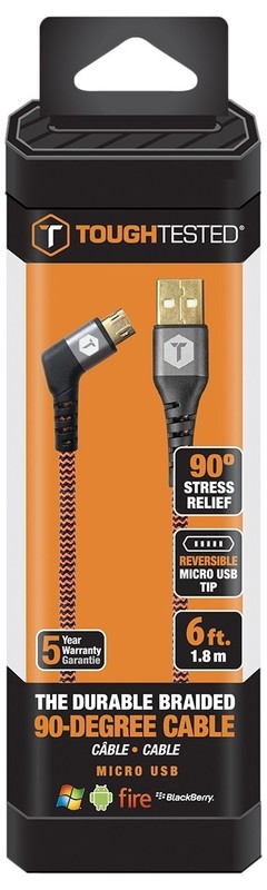 ToughTested TTFC690DM 6 ft 90° Braided Micro USB Charging & Sync Cable