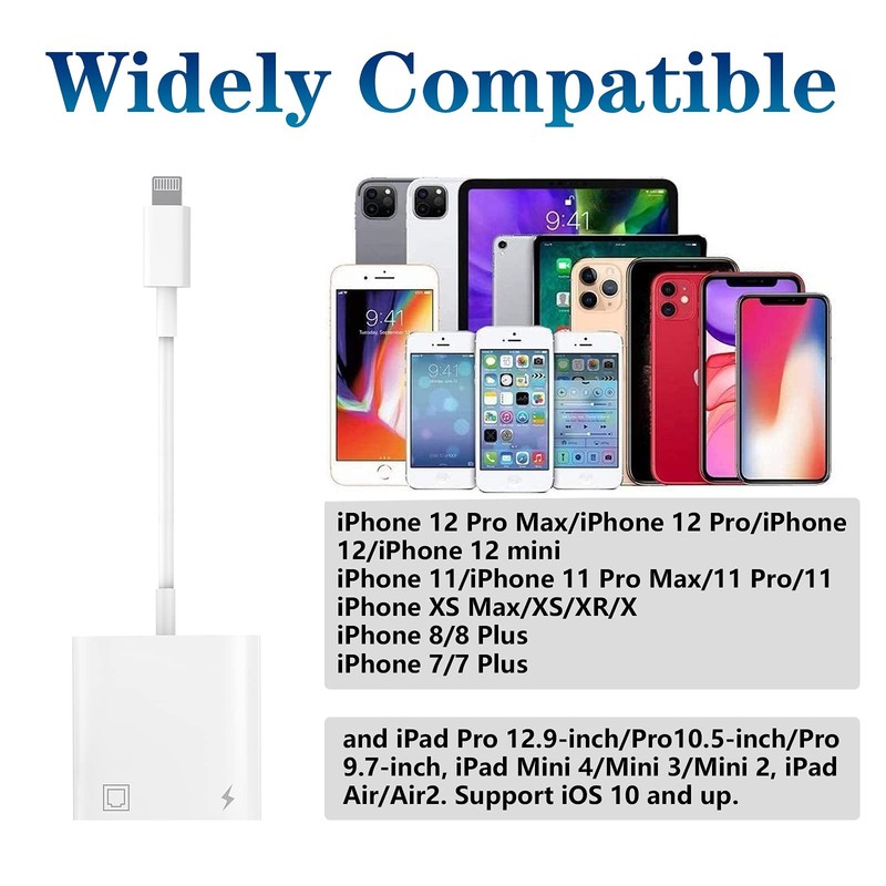 Lightning to Ethernet Adapter Apple MFi Certified 2 in 1 RJ45 Ethernet LAN gallery