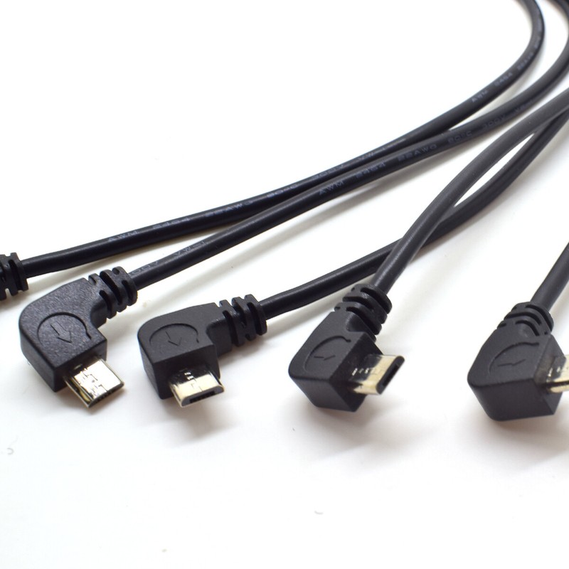 1pc Left Angle 90D Micro USB Male Plug Cable 2 wires 30cm 12inch 22AWG 5V 3A gallery