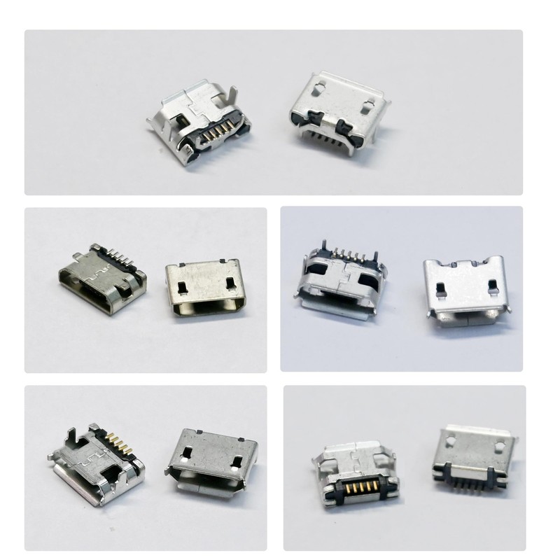 50 Pcs 10 Types Micro USB Female Connector Set, 5-Pin Micro USB Ports for Pho gallery