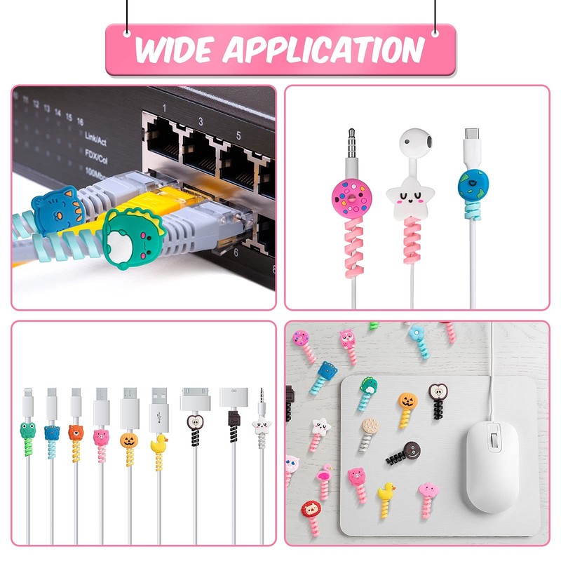 32 Pieces Colorful Cartoon Charger Cable Protectors USB Charger Saver Silicon... gallery