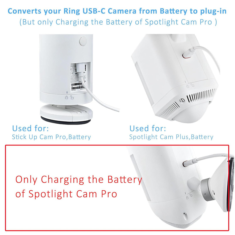 16Ft USB-C Power Cord with Adapter for Ring Stick up Cam Pro,Ring Spotlight Cam gallery