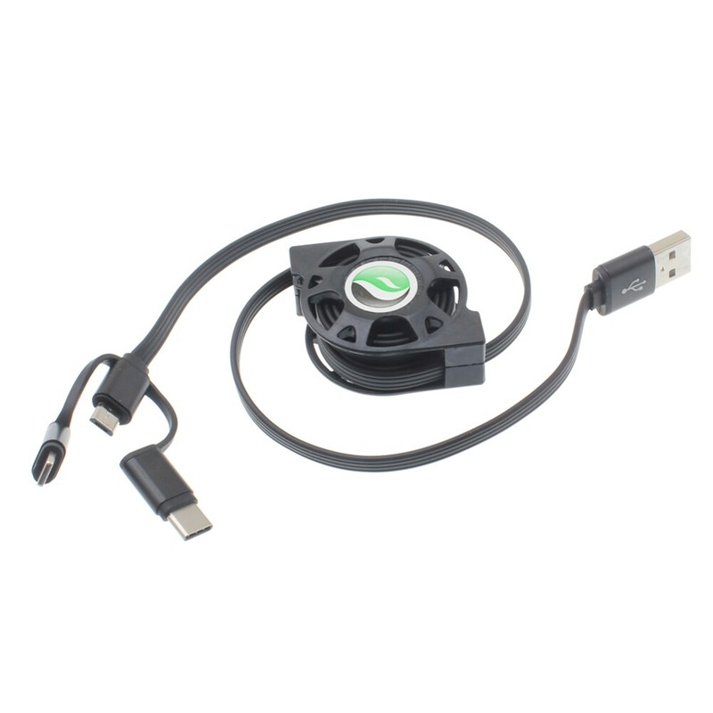 For Galaxy A03S Retractable USB Cable Charger Power Cord 3-in-1