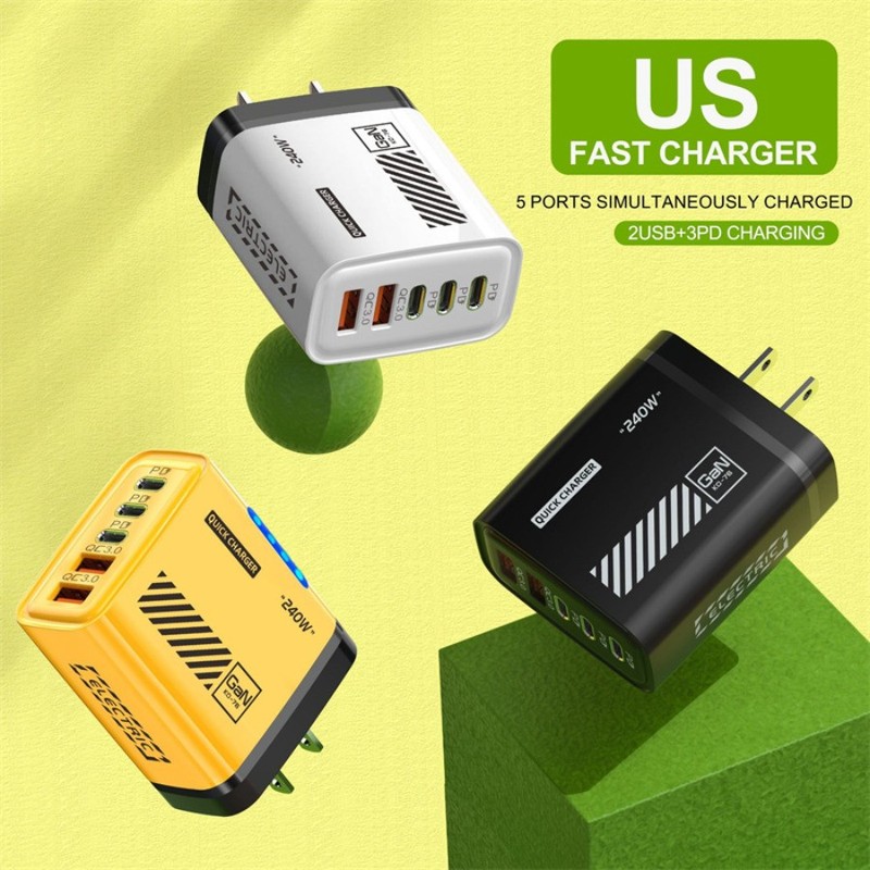 240W Fast Charging USB C US Wall Charger for iPhone 17 16 15 14 13 Plus Pro Max gallery