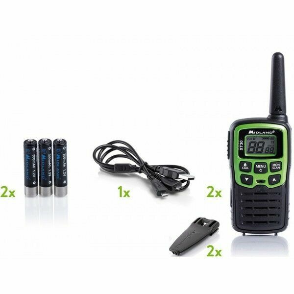 WALKIES MIDLAND XT30 WITH BATTERY CHARGING CABLE + 2 STICK HEADPHONES WITH VOX gallery