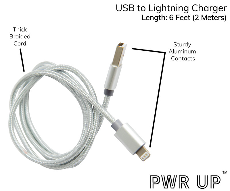 PWR UP iPhone Charger MFi Certified | Available in 3ft/6ft and Multiple Colors gallery