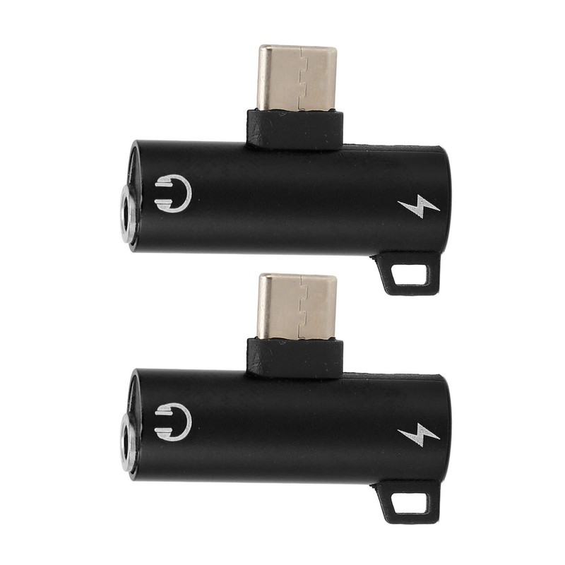 (Black)2Pcs USB C To 3.5mm Adapter 2 In 1 Type C 3.5mm Music Converter While⭐ gallery