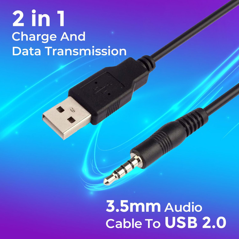 3.5Mm Aux to USB Adapter Cable – 3Ft USB 2.0 Male to 3.5Mm Audio Jack Cord for C gallery