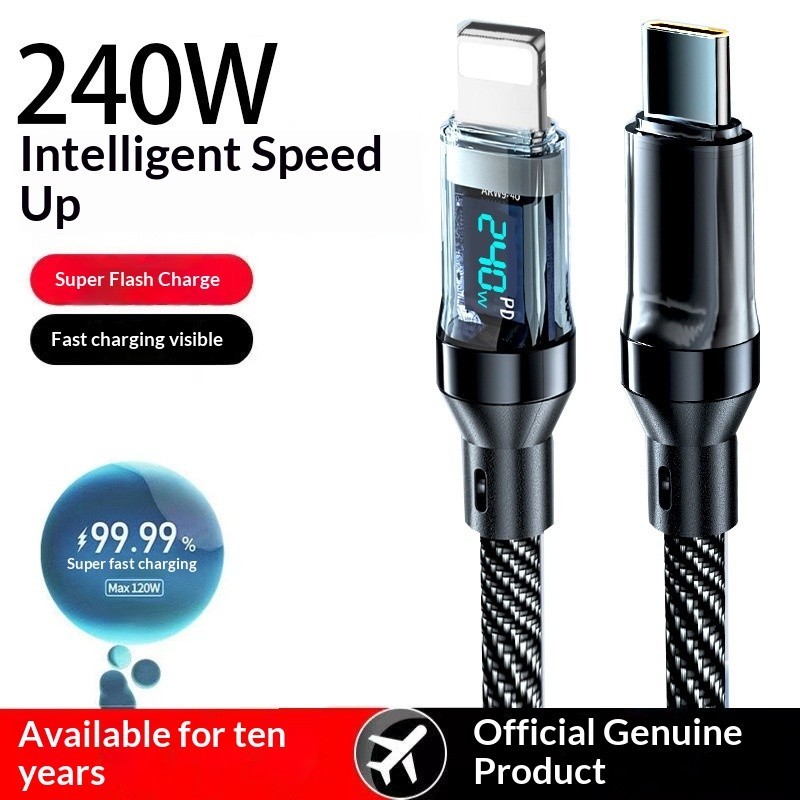 Data Cable Type c,Smart Digital Usb Type-C Cable 240W Super Fast Charging