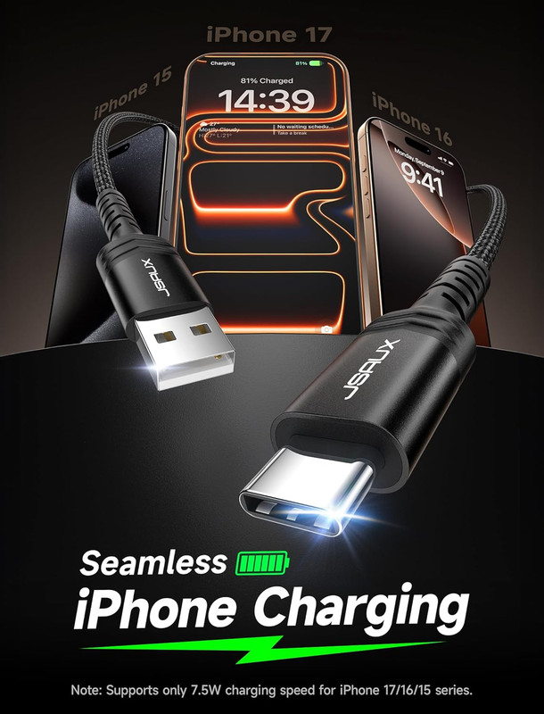 Cable USB C 3.1A Carga Rapida 3 Piezas 10 6.6 3.3 Pies USB A a Tipo C Cable gallery