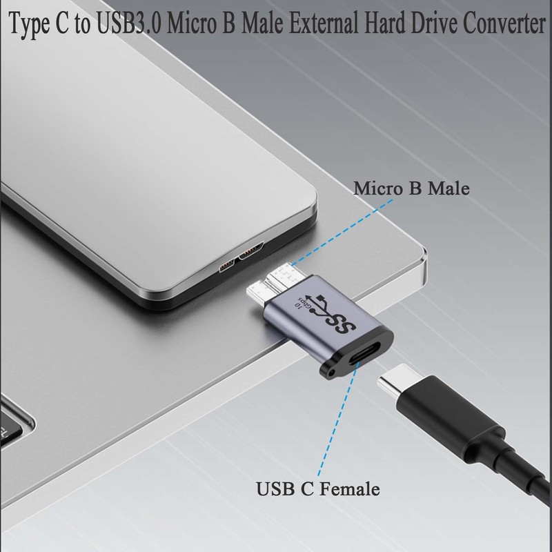 2 PCS 10Gbps USB C Female To Micro B Male Data Adapter Hard Drive Converter gallery