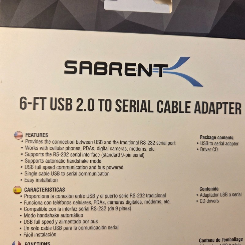 Lot of 2 Sabrent 6-FT USB 2.0 to Serial Cable Adapter gallery