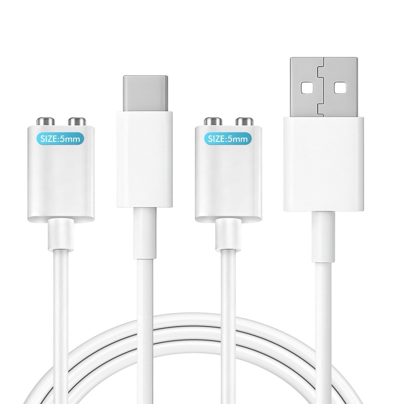 2PCS 5MM Magnetic Charging Cables, Rose Charger , USB-A & USB-, 2.7FT DC Char...