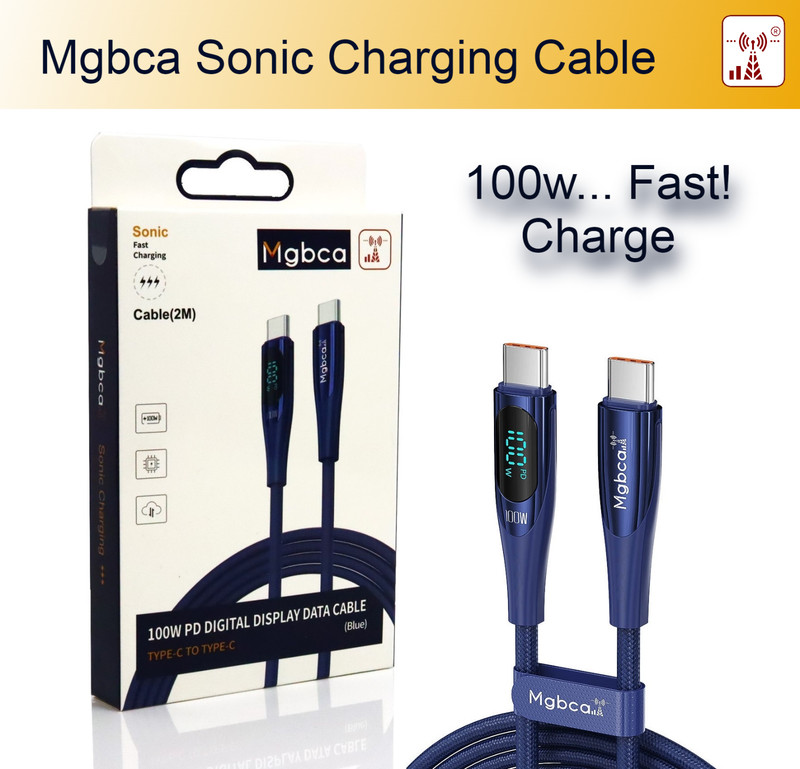 Mgbca Nylon Sonic Fast Charge USB-C Cable For Galaxy A35 5G/A25, 100W Display