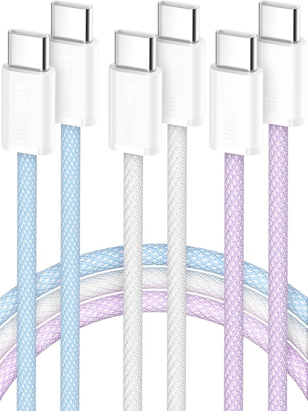 USBC to USB C Cable 3FT 3-Pack 60W (20V/3A), Type C C 3FT+3FT+3FT, Blue