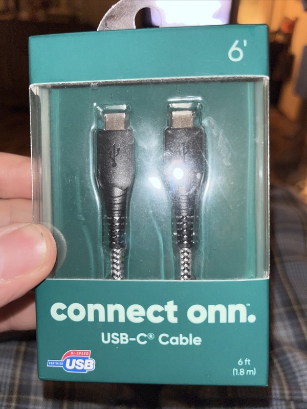 Connect Onn USB-C Cable, 6' Knit Cable