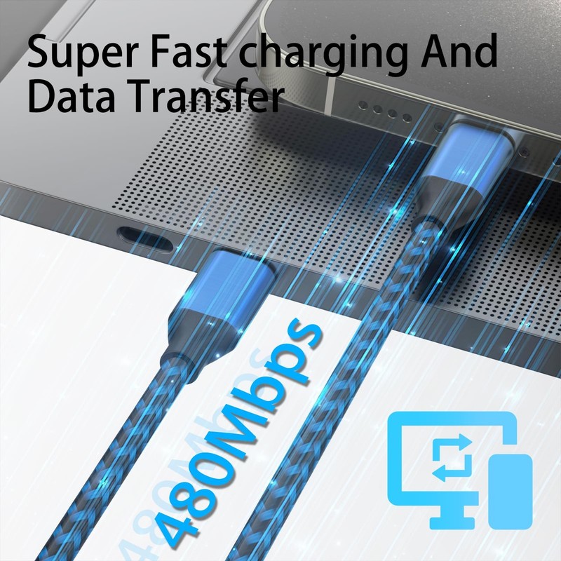 USB C to USB C Cable Nylon Braided 60W 3/3/6/6/10 FT USB Type C Fast Charging C gallery