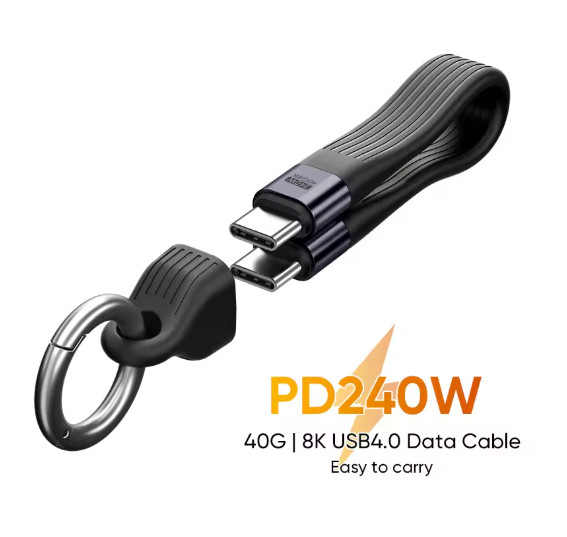 USB4 USB-C 240W 40Gbps Keychain Cable 8K@60Hz PD3.1 for MacBook iPad Pro Laptop