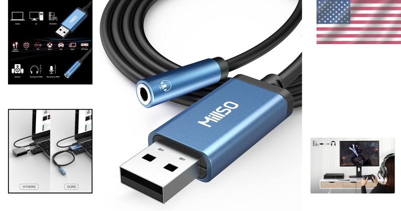 USB to 3.5mm Audio Jack Converter - Sapphire Blue gallery
