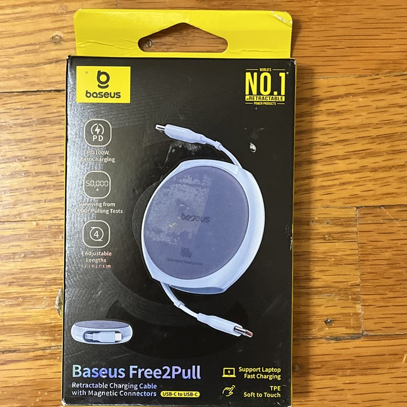 Baseus Free2Pull 100W Retractable USB-C Charging Cable w/ Magnetic Connectors