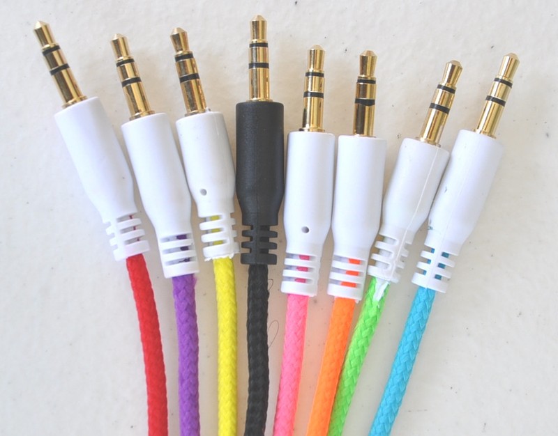 50 Lot AUX CANDY BRAID 3FT CABLES FOR iphone 6 4s 5s ipod mp3 car amp pc phone