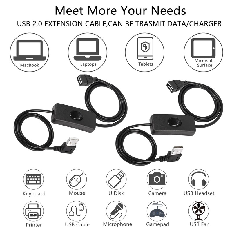 PNGKNYOCN USB Cable with On/Off Switch,2 Pack 3FT 90 Degree Left & Right Angl... gallery