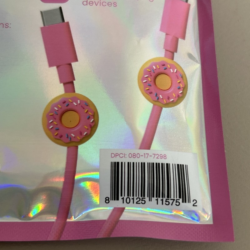 Donut Charm Pink USB-C to USB-C 3ft Charging Cable 60W Fast Charge 480Mbps - NEW gallery