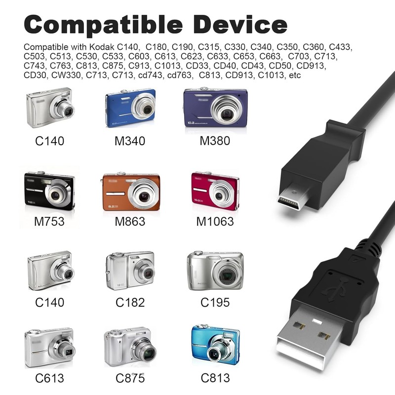USB Cable Cord for Kodak EASYSHARE C310 C315 C330 C340 C360 C433 C503 C513 C530 gallery