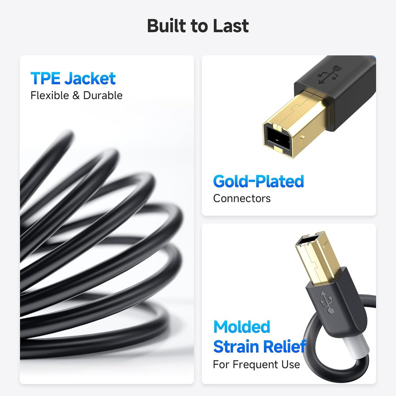 USB B to USB C Cable - 3.3Ft, USBC to USBB Cable, MIDI to USBC Cord, Compatible gallery