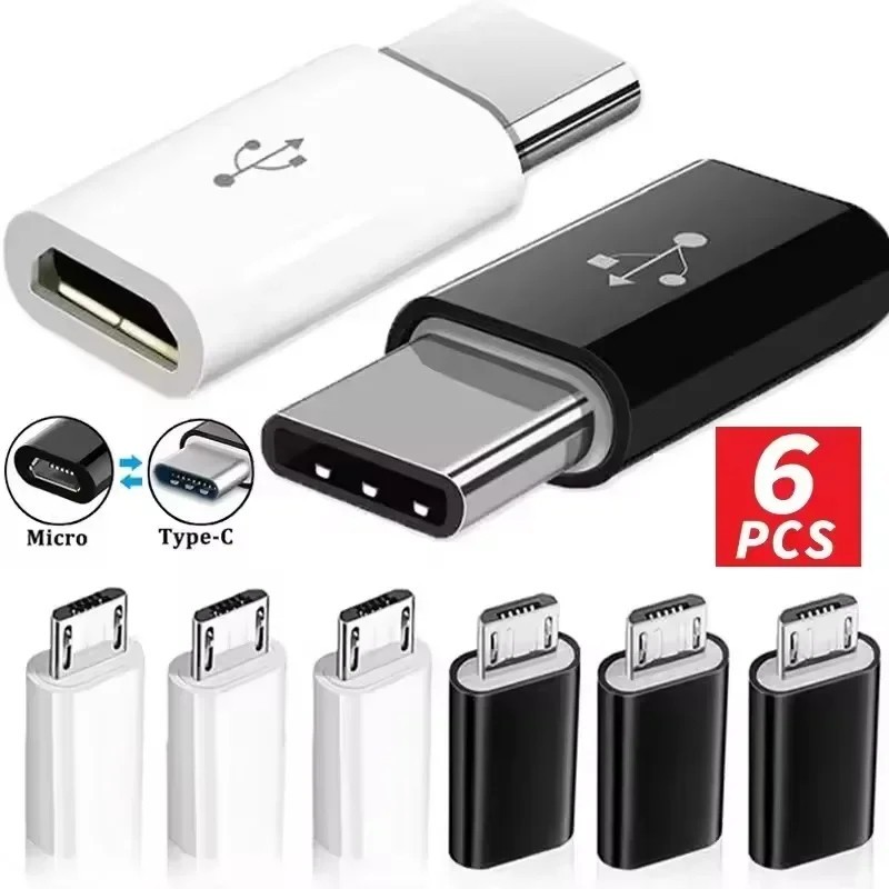 6 Pack Micro USB to Type C Adapter Converter Micro-B to USB-C Connector USA