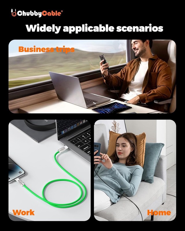 chubbycable Couple Chubby 2 Pack 120W USB C Cable Extra Thick Silicone 19.6 FT gallery