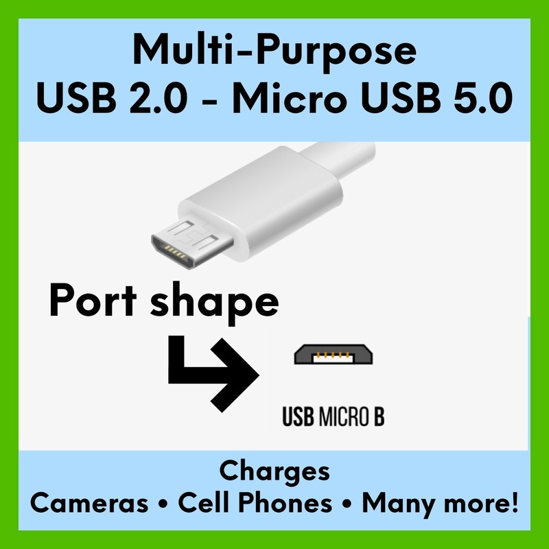 2 Pack Black Multi-Purpose USB 2.0 to Micro USB 5.0 - 8 inch cord (20.3 cm) gallery