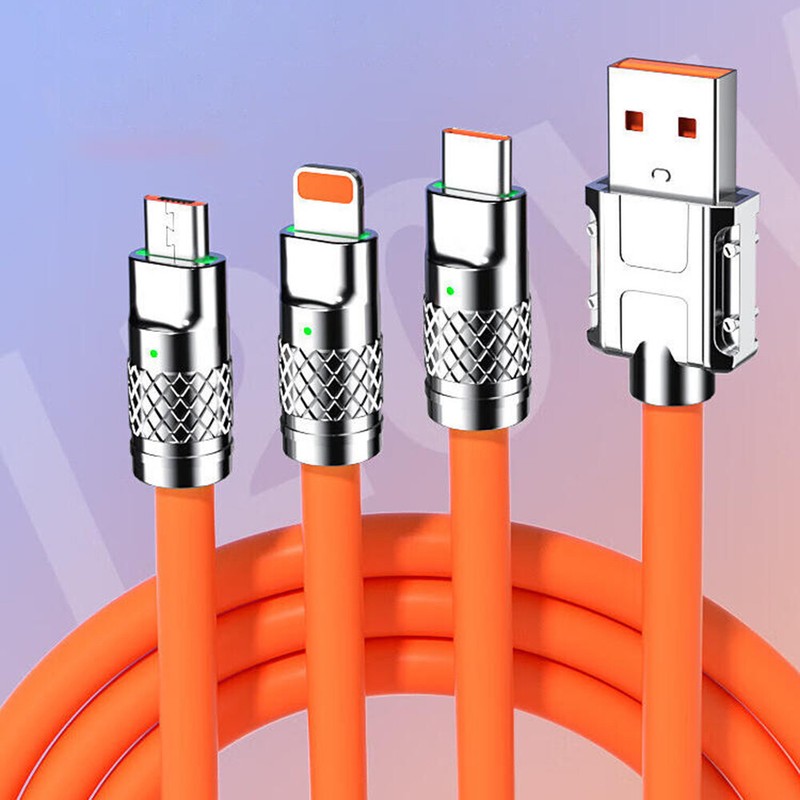 3 in 1 Max 120W 6.0 FT Fast Charging Cable USB Universal Cell Phone Charger Cord gallery