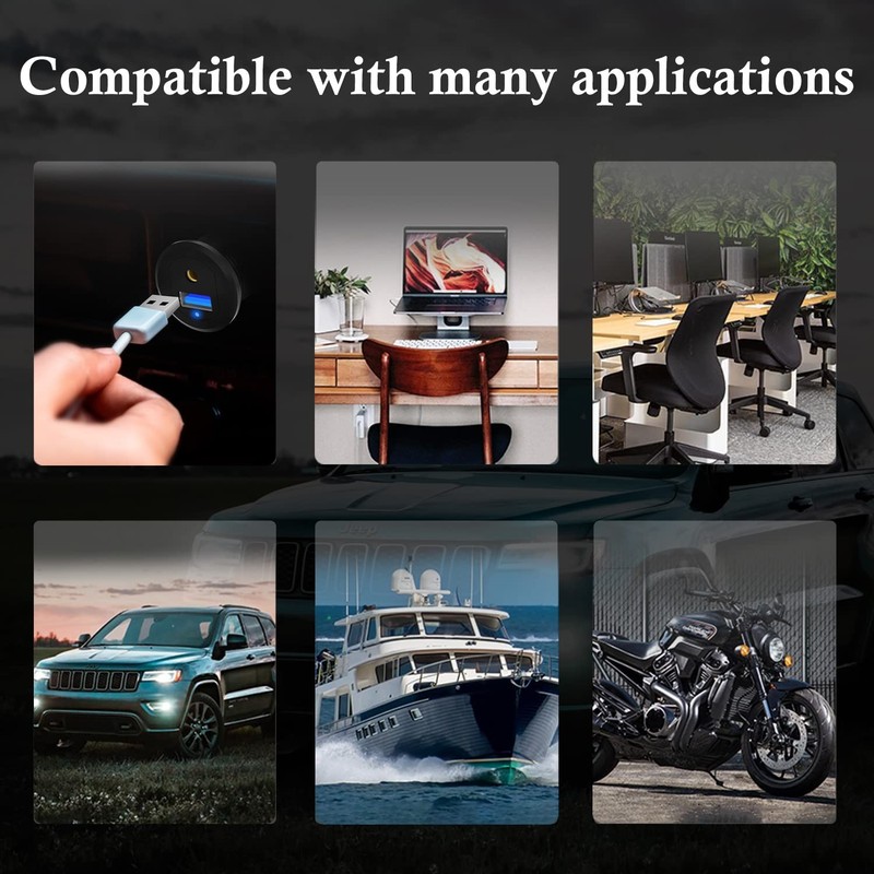 Alloy USB 3.0 AUX DC3.5mm Port Car Mount Flush Cable for Car Boat Motorcycle ... gallery