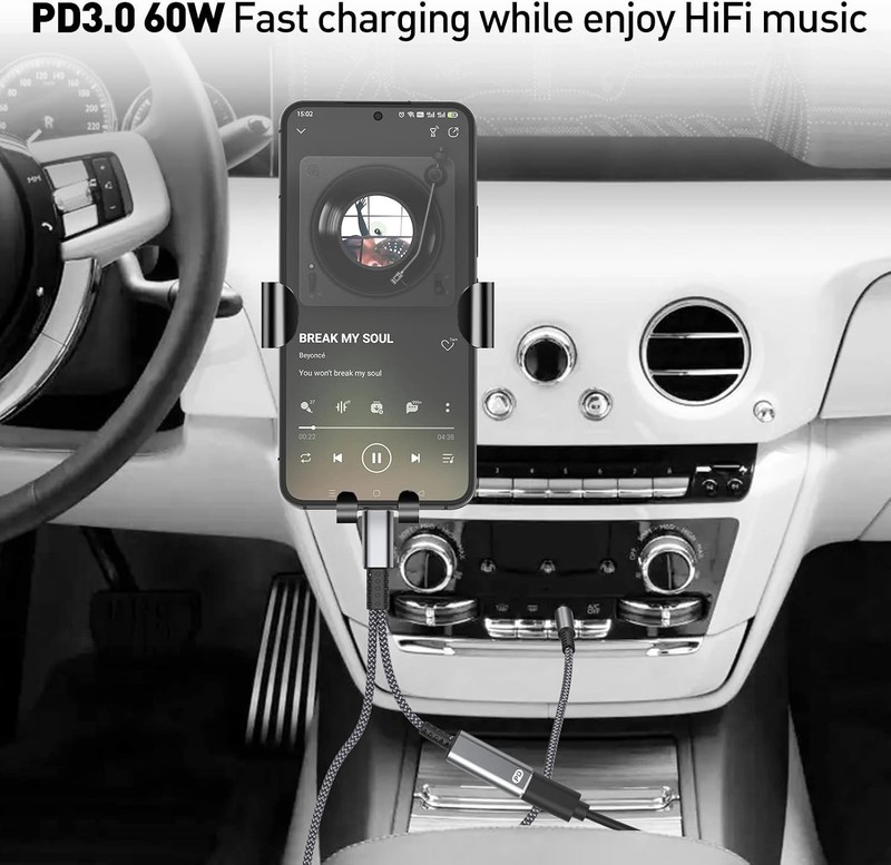 HiFi USB C to 3.5mm Aux Cable with 60W Charging - Universal Compatibility gallery