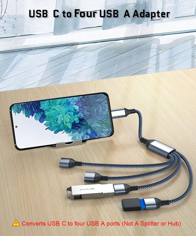 USB C to Four USB Cable Adapter 1Ft,Type C Male to 4 USBA Female 2.0 Splitter,Th gallery