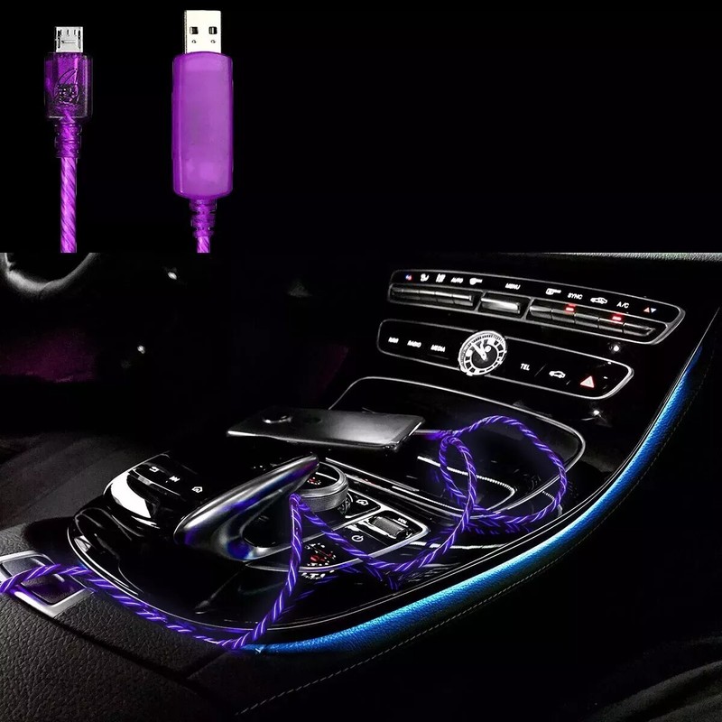 3 Feet Micro USB Cable Charge Sync Purple Light Electroluminescent Pulse V2 x1