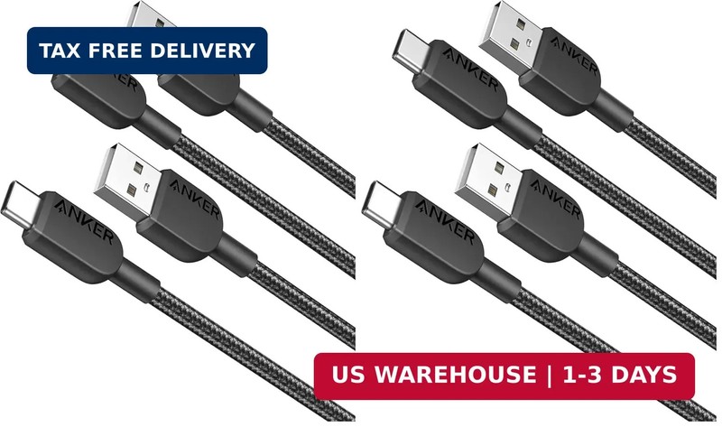 Anker USB A to USB C Cable, Charger Cord (4 Pack, 3FT), for iPhone 17 Series,Sam