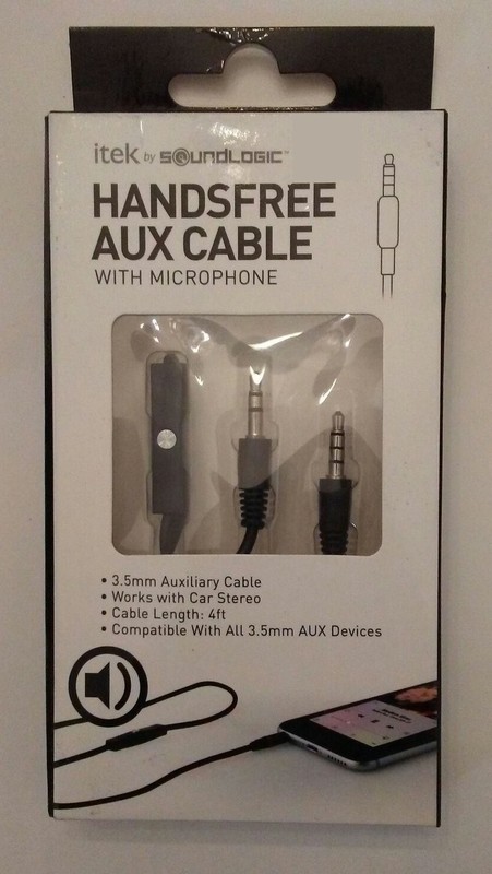 itek by Soundlogic Handsfree AUX Cable with Microphone Black