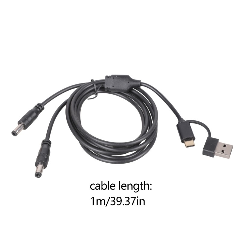 2-Way DC5525 Power Cable With USB Type C Input 5V 3A For Speaker Fan Cameras gallery