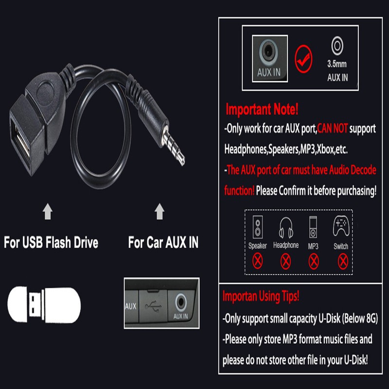 Precision-Made Reliable Easy to Install USB OTG to 3.5mm Premium Car Audio Cable gallery