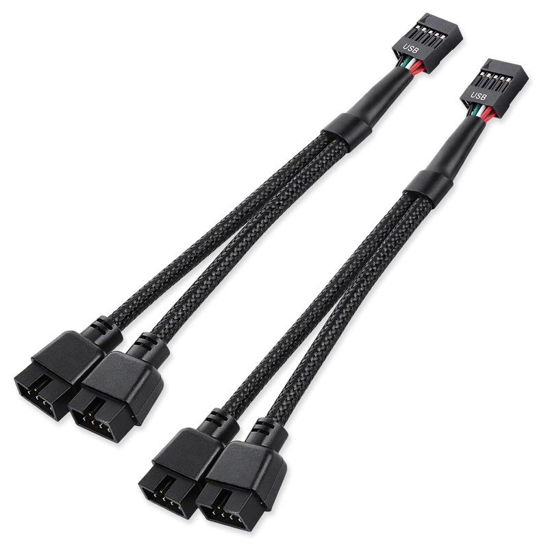 2 Pack USB Header Splitter, Motherboard USB 2.0 to Dual 9 Pin Extension for I...