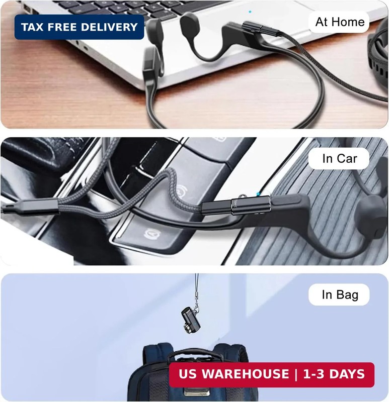Jadebones 2 Pack USB C Magnetic Charger Adapter for AfterShokz Headphones, Type gallery