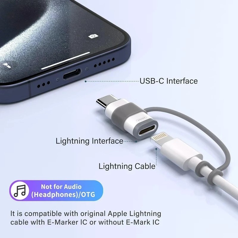 Type C Male To iPhone Port Adapter USB-C To iPhone Charge USB Convertor-4 Pack gallery