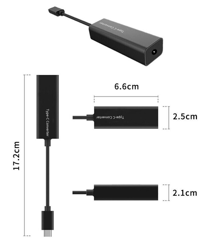 DC Input to USB Type C Output Converter Adapter 65W for Lenovo Dell HP ASUS Acer gallery