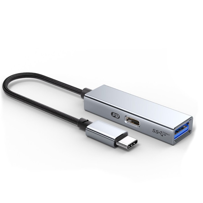 2 in 1 USB C to USB 3.2 Gen1 Adapter with PD60W Charging Port 5Gbps USB C Male